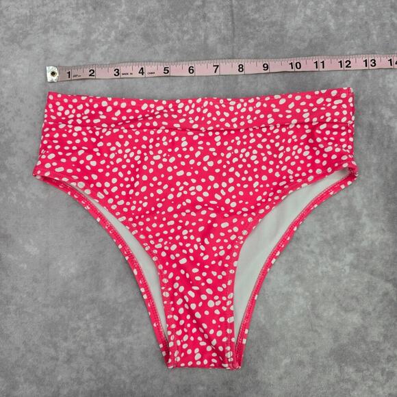Pink White Polka Dot Cheeky Medium Bikini Bottom Swimwear - Picture 3 of 5
